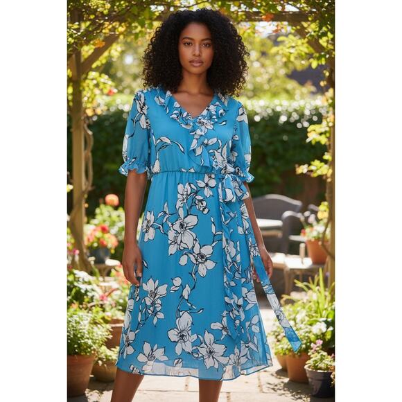 Blue floral Calvin Klein dress size X-Large - Picture 6 of 6